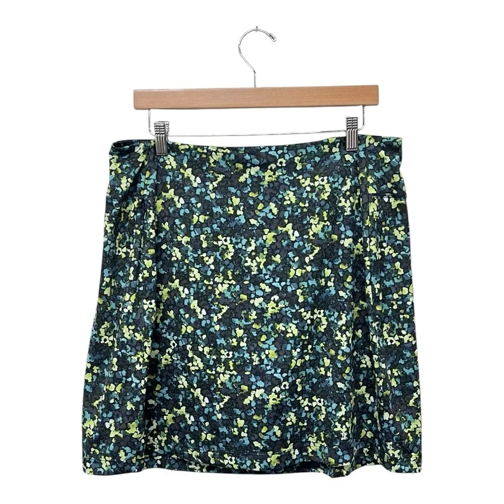 J.Jill | Green Abstract Elastic Waist Stretch Fit Knit Skort M‎ Tall